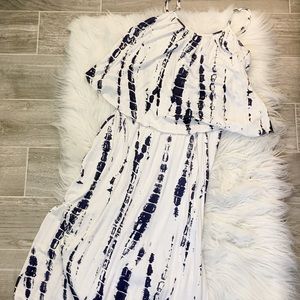 Navy Blue Tye Dye Maxi Dress
